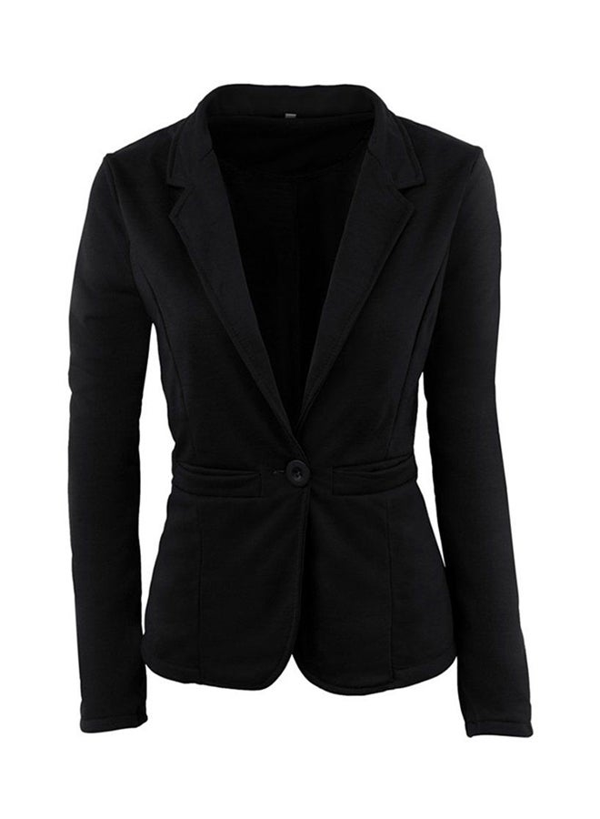 OUTAD Slim-Cut Long Sleeve Blazer Black  - Image 1