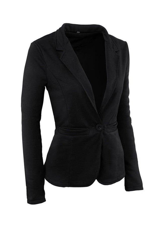 OUTAD Slim-Cut Long Sleeve Blazer Black  - Image 3