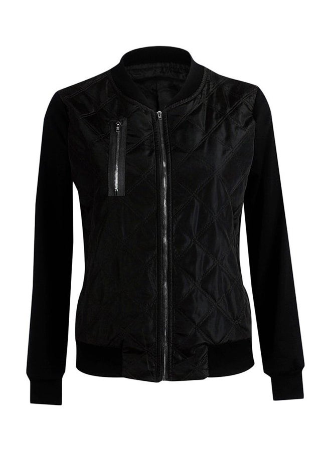 OUTAD Vintage Classic Style Long Sleeve Biker Jacket Black  - Image 1
