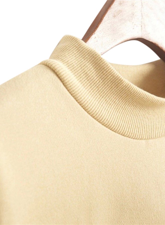 أوتاد كنزة بأكمام طويلة ثقيلة ودافئة بيج - Image 2