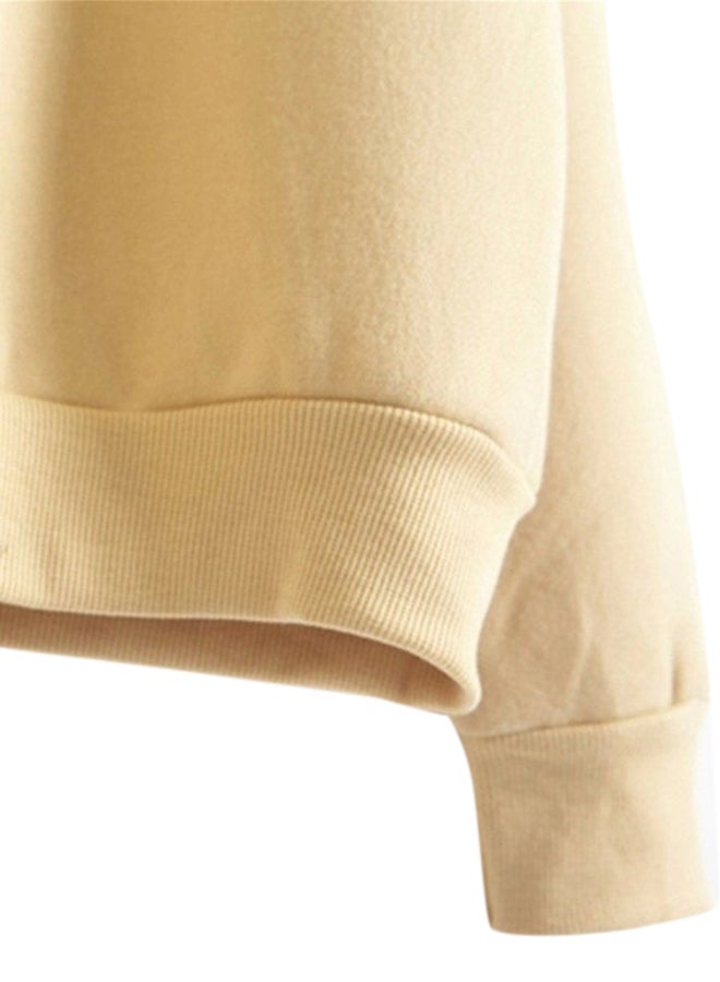 أوتاد كنزة بأكمام طويلة ثقيلة ودافئة بيج - Image 3