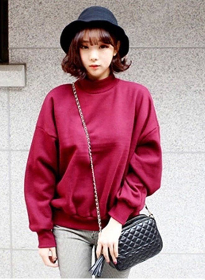 OUTAD Thicken Warm Long Sleeve Pullover Red - Image 2