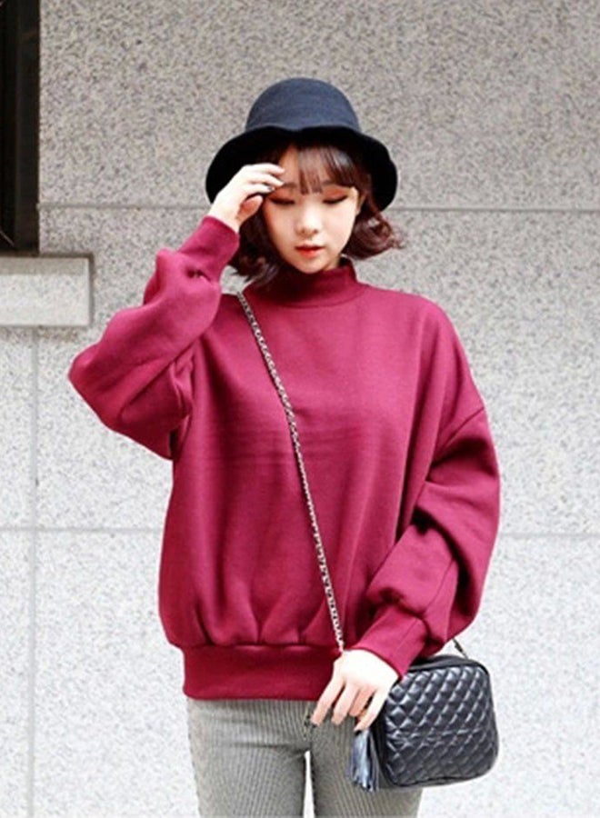 OUTAD Thicken Warm Long Sleeve Pullover Red - Image 3