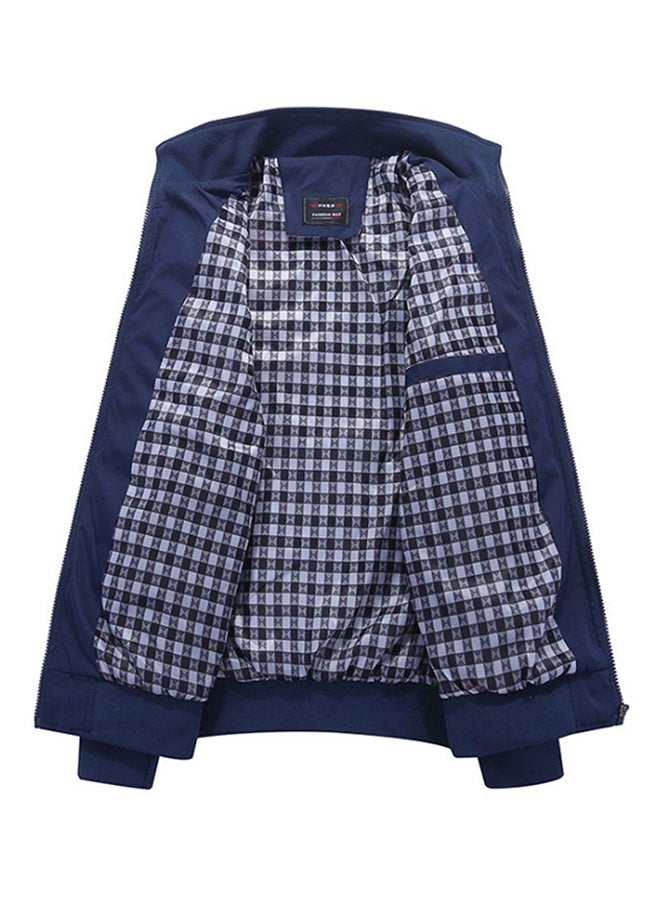 أوتاد جاكيت رياضي طويل الأكمام بقبة عالية أزرق - Image 2