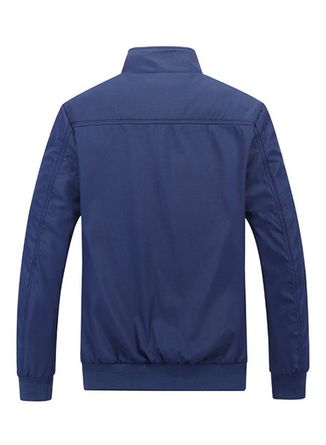 أوتاد جاكيت رياضي طويل الأكمام بقبة عالية أزرق - Image 3