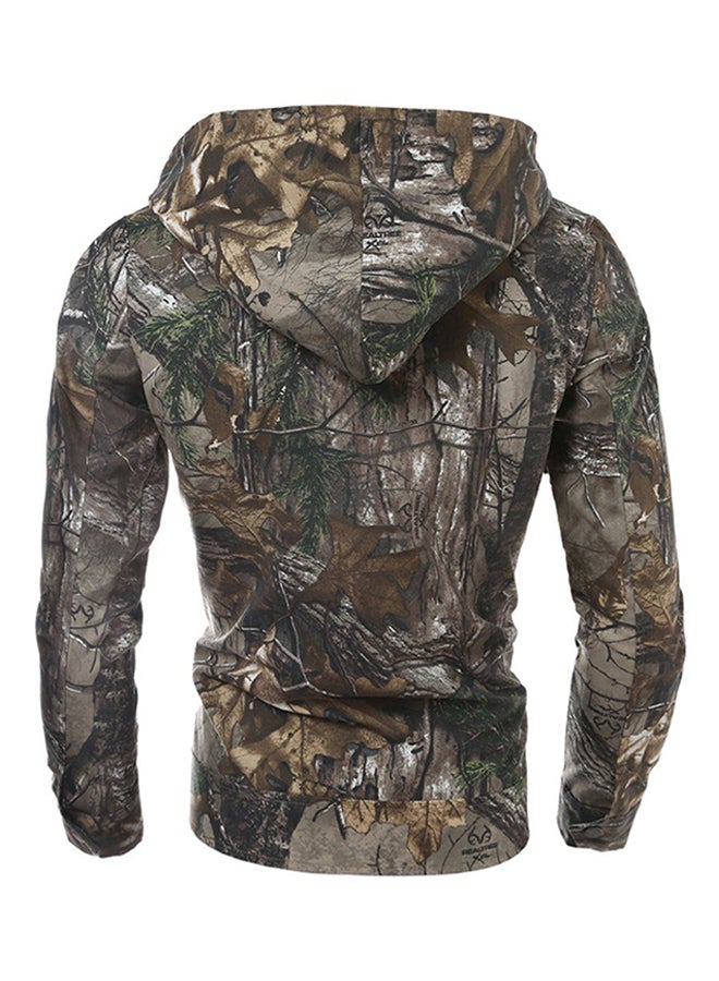 أوتاد جاكيت بتصميم بلوزة بأكمام طويلة وغطاء للرأس ومزين بنقشة مموهة كالزي العسكري متعدد الألوان - Image 2