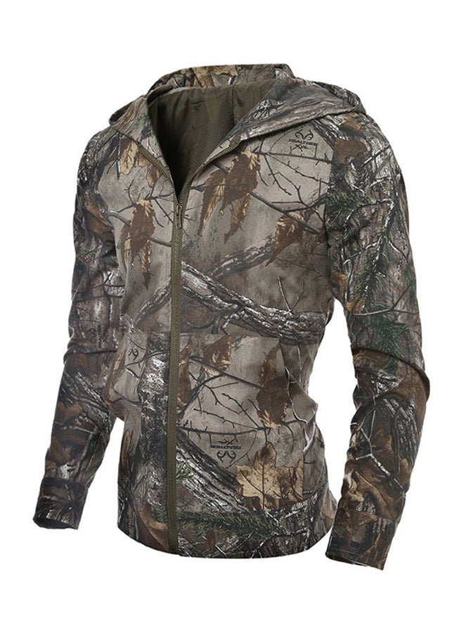 أوتاد جاكيت بتصميم بلوزة بأكمام طويلة وغطاء للرأس ومزين بنقشة مموهة كالزي العسكري متعدد الألوان - Image 3