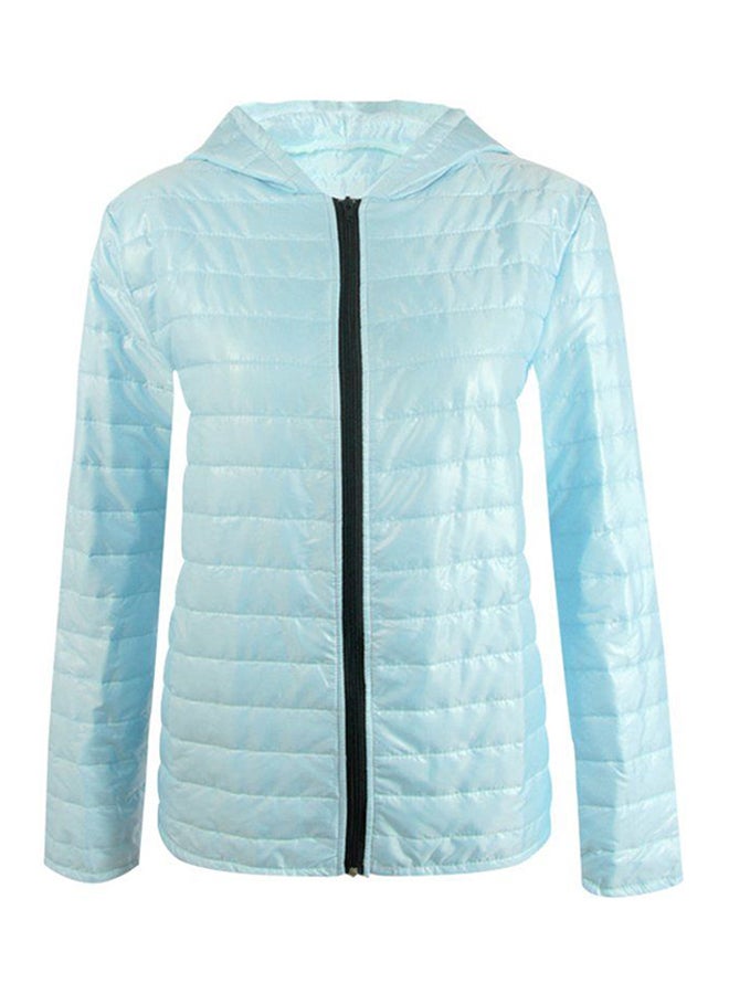 OUTAD - Ultra-Slim Long Sleeve Puffer Jacket Light Blue - Image 1