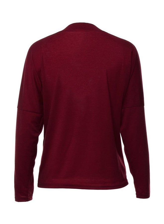 OUTAD Stylish Deep V-Neck Lace-up Long Sleeve Blouse Top Wine Red  - Image 2