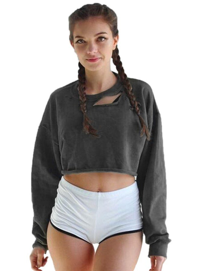 OUTAD O-Neck Long Sleeve Pullover Grey  - Image 3