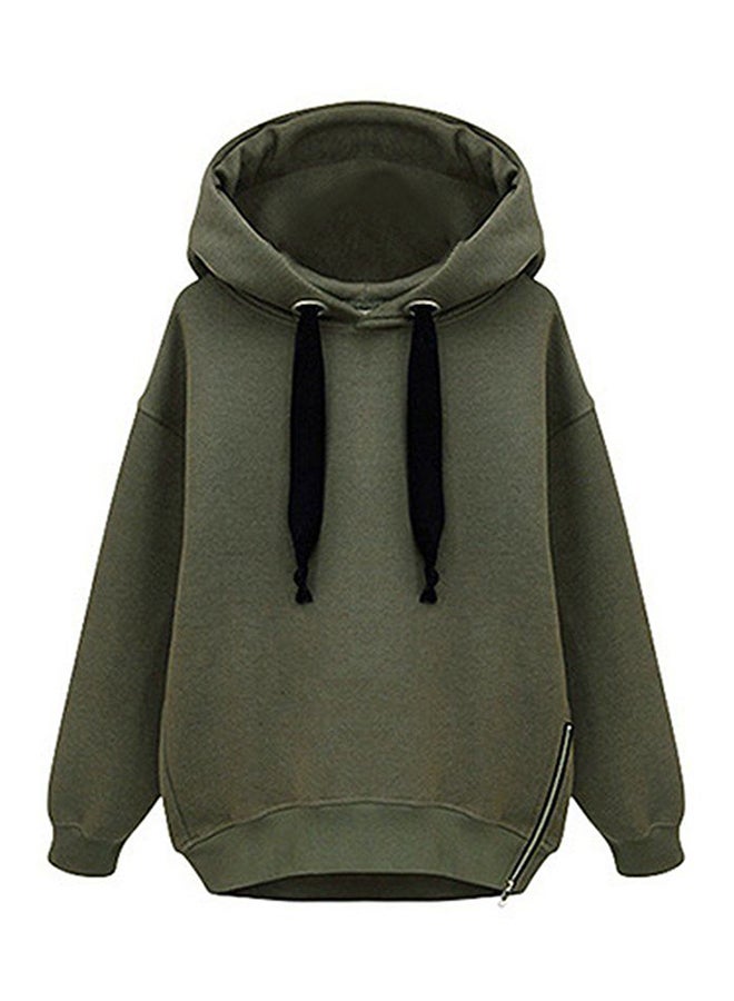 OUTAD Thicken Warm Long Sleeve Hoodie Army Green - Image 1