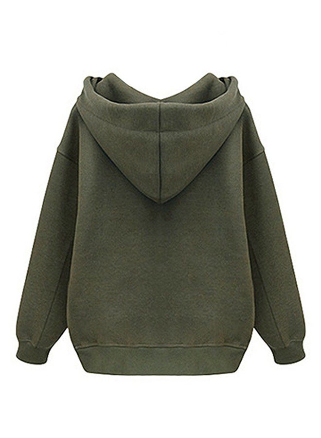 OUTAD Thicken Warm Long Sleeve Hoodie Army Green - Image 2