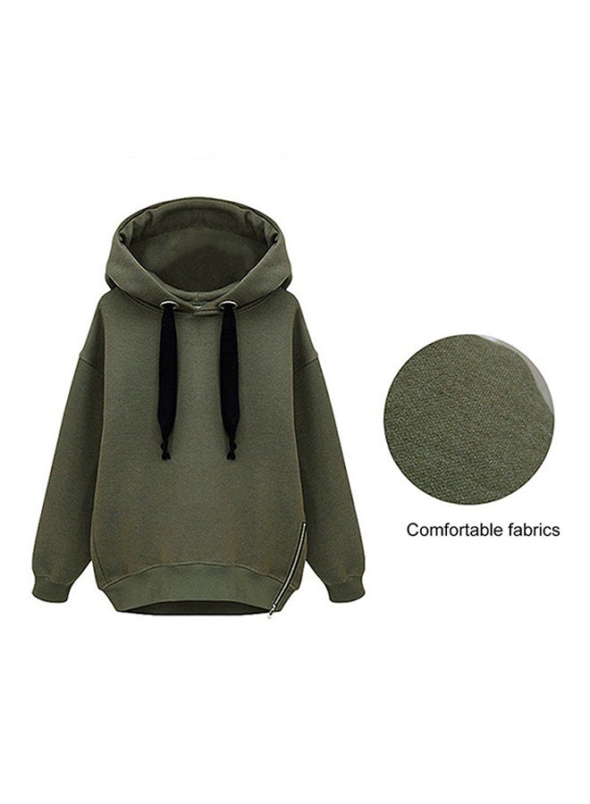 OUTAD Thicken Warm Long Sleeve Hoodie Army Green - Image 3