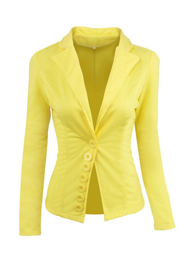 أوتاد جاكيت خارجي بأكمام طويلة وصف أزرار أصفر - Image 1