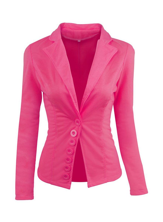 OUTAD Single Breasted Long Sleeves Outerwear Jacket Rose Red - Image 1