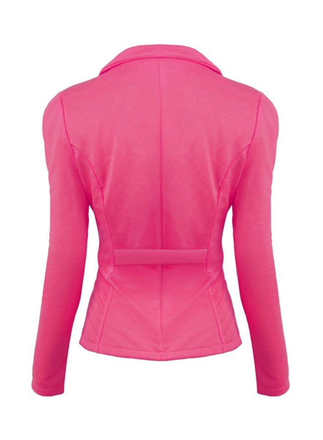 OUTAD Single Breasted Long Sleeves Outerwear Jacket Rose Red - Image 2
