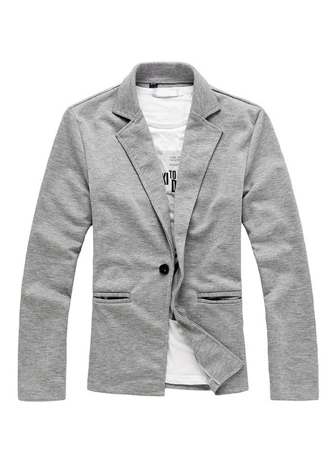 OUTAD - Knitted Ultra Slim Blazer Light Grey - Image 1
