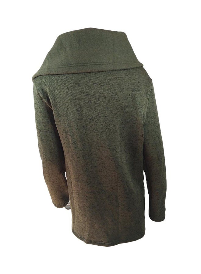 OUTAD Turndown Collar Side Zipper Long Sleeve Overcoat Army Green - Image 2