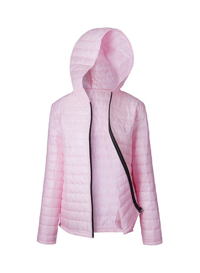 OUTAD Hooded Long Sleeved Puffer Jacket Pink  - Image 1