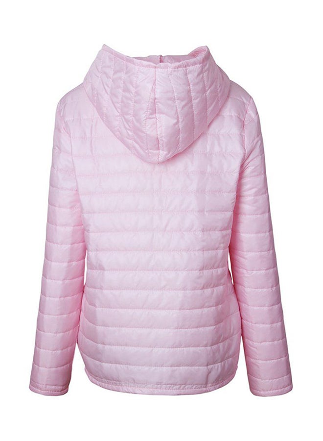 OUTAD Hooded Long Sleeved Puffer Jacket Pink  - Image 2
