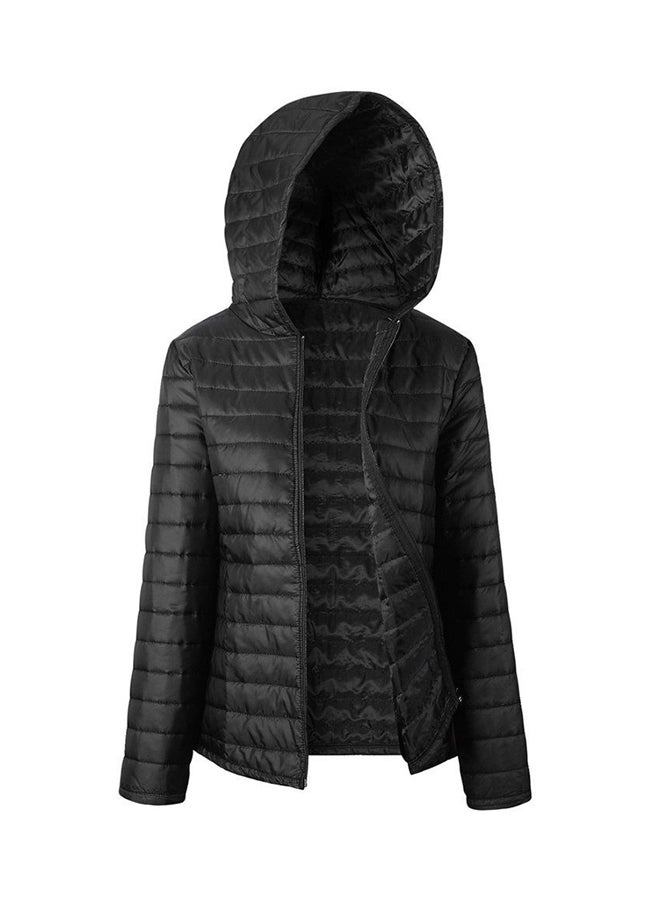 OUTAD Hooded Long Sleeved Puffer Jacket Black  - Image 1