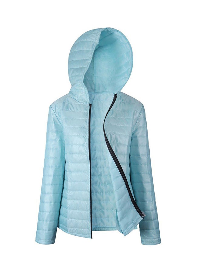 OUTAD Hooded Long Sleeved Puffer Jacket Light Blue - Image 1
