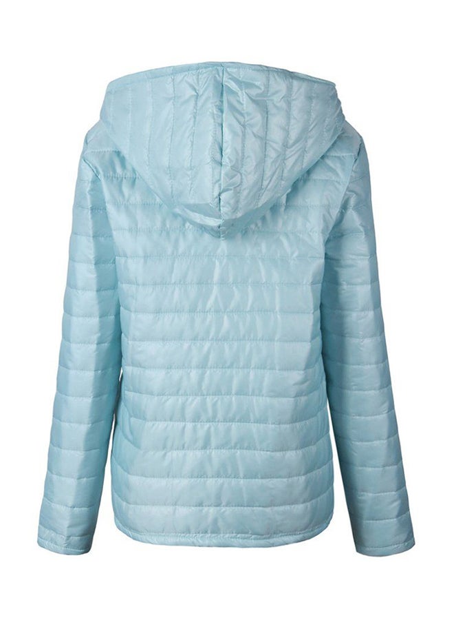 OUTAD Hooded Long Sleeved Puffer Jacket Light Blue - Image 2