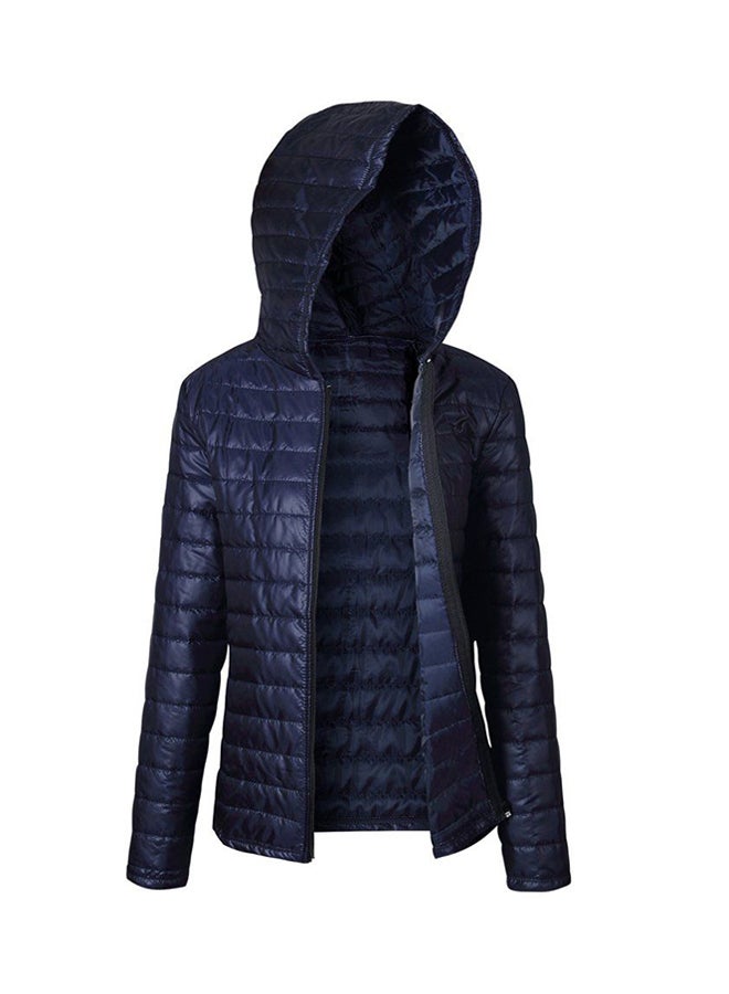 OUTAD Hooded Long Sleeved Puffer Jacket Dark Blue - Image 1