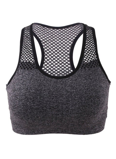 Wireless Mesh Quick-Dry Sports Bra Grey