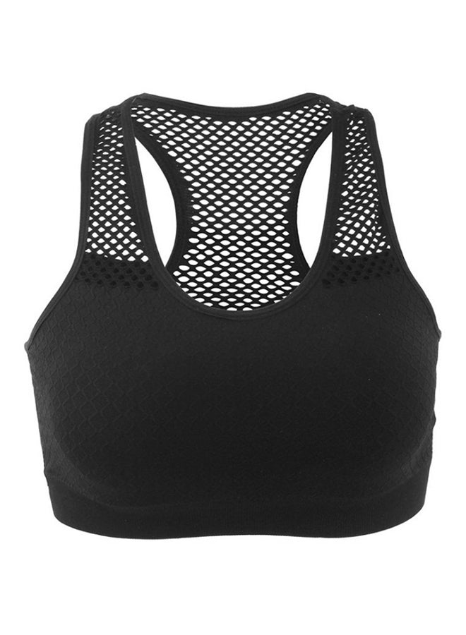 OUTAD Wireless Mesh Quick-Dry Sports Bra Black 