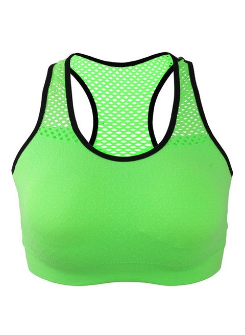 Wireless Mesh Quick-Dry Sports Bra Green