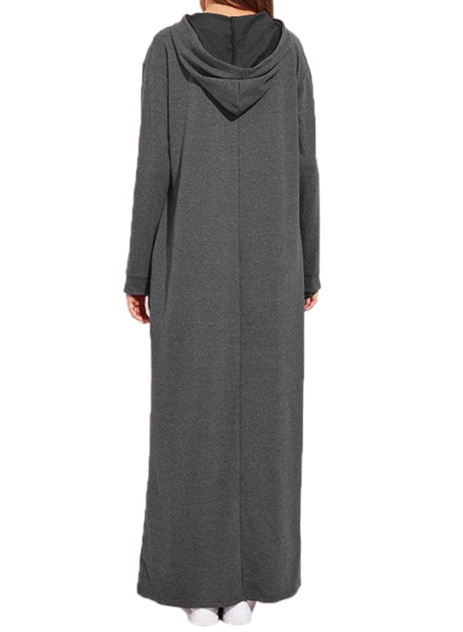 أوتاد بلوفر بطول الكاحل بغطاء للرأس وأكمام طويلة رمادي - Image 2