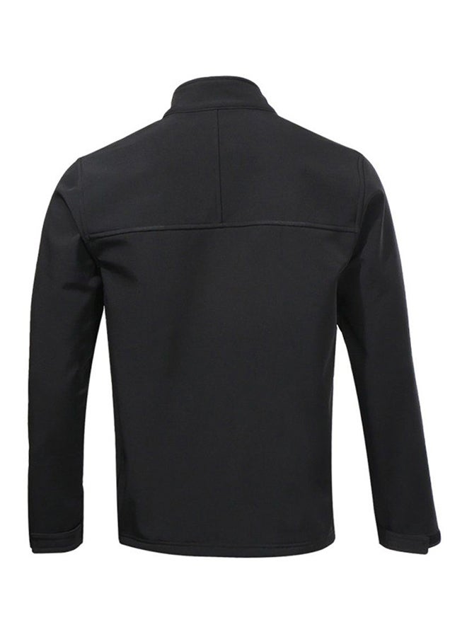 أوتاد جاكيت صوف بأكمام طويلة لممارسة الرياضة في الهواء الطلق أسود - Image 2