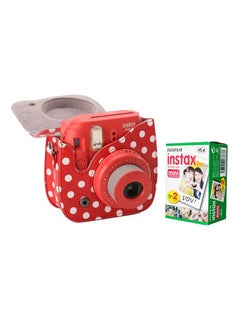 Instax Mini 8 Instant Film Camera Raspberry With 20 Sheets And Leather Carry Case