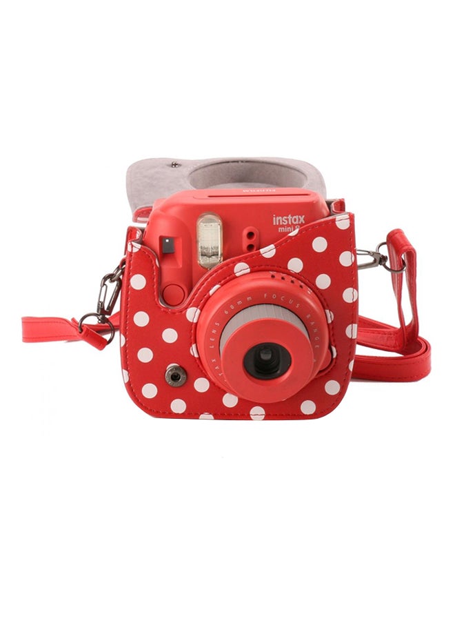 FUJIFILM - Instax Mini 8 Instant Film Camera Raspberry With 20 Sheets And Leather Carry Case - Image 1