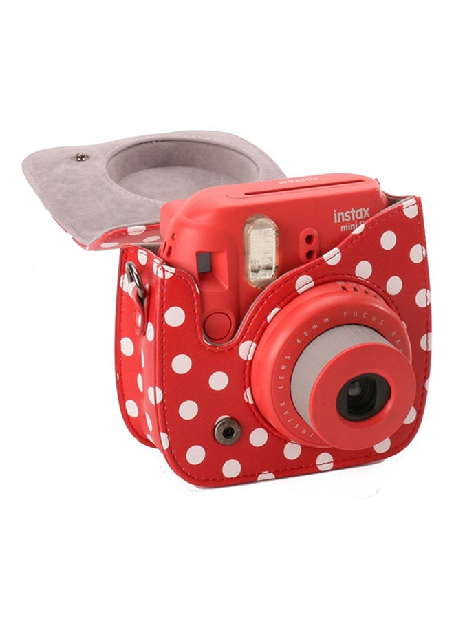 FUJIFILM - Instax Mini 8 Instant Film Camera Raspberry With 20 Sheets And Leather Carry Case - Image 1