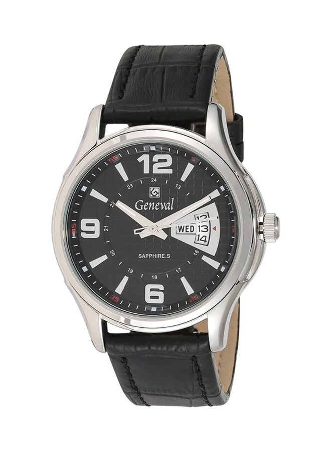 جينيفال من سويسرا ساعة يد جلدية بعقارب طراز GL143WBB للرجال - Image 1