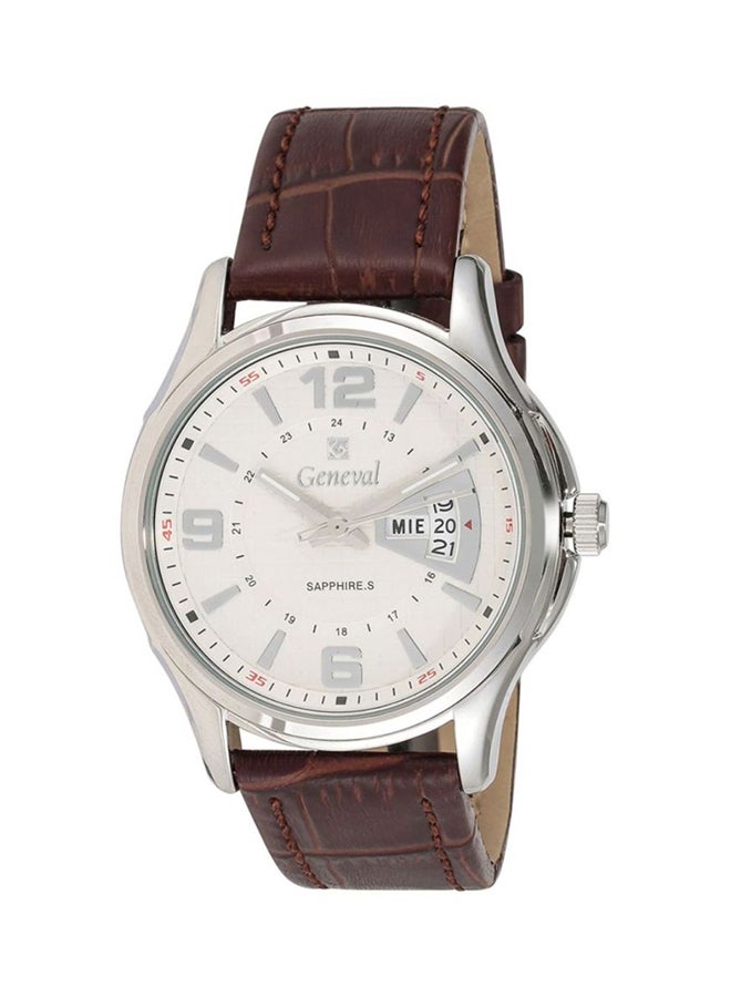 Geneval of Switzerland Men's Leather Analog Watch GL143WWO - Image 1