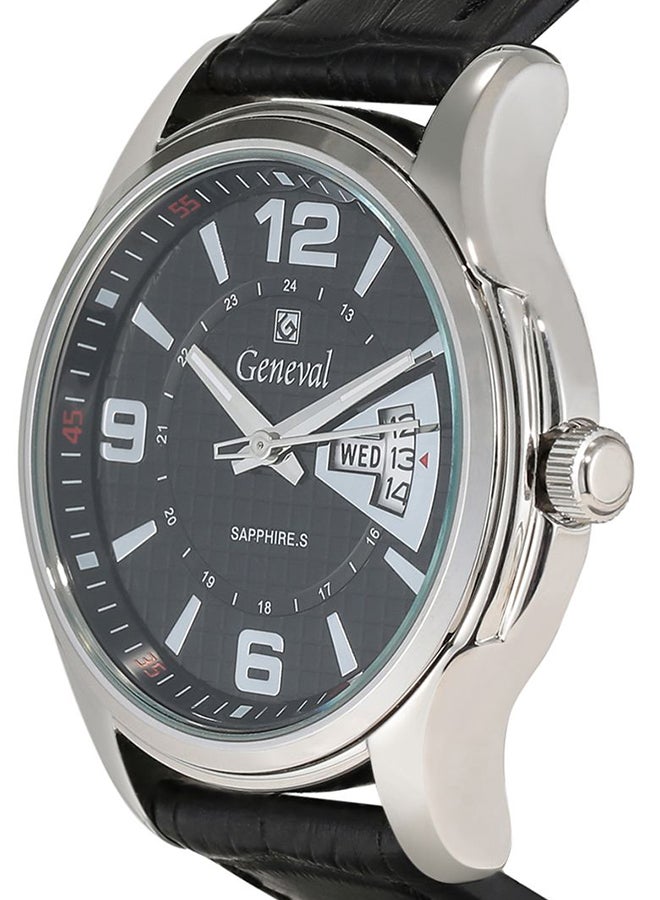 جينيفال من سويسرا ساعة يد جلدية بعقارب طراز GL143WBB للرجال - Image 3