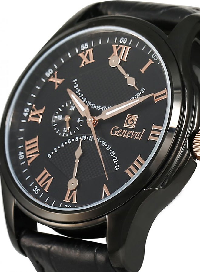 Geneval of Switzerland Men's Leather Analog Watch GL1617BRBB - Image 3