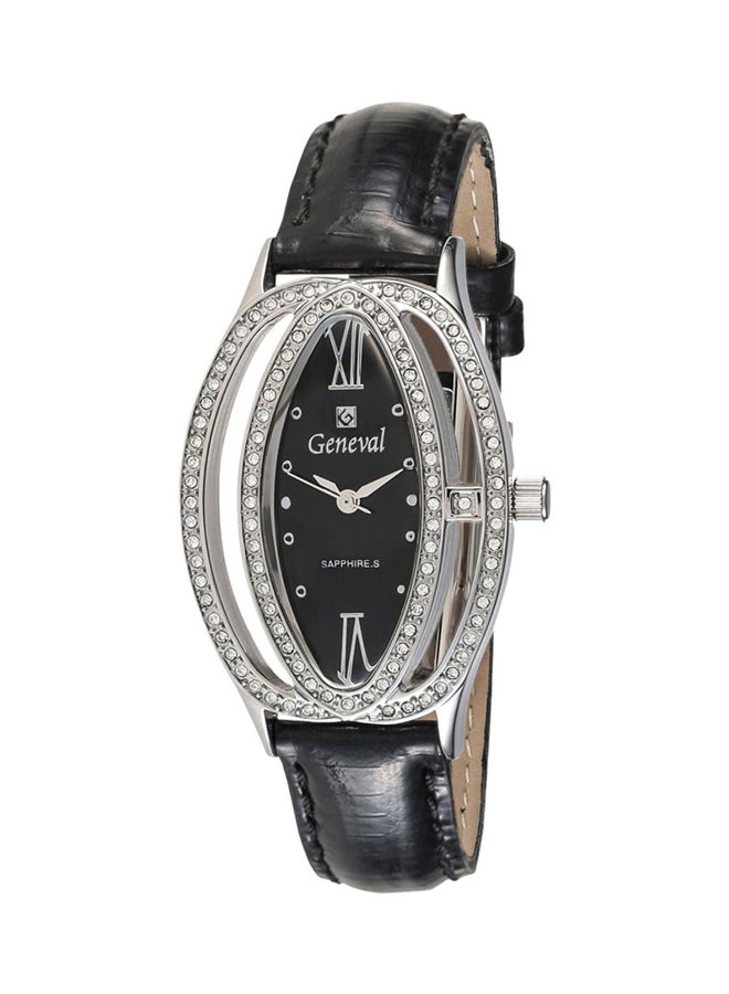 Geneval of Switzerland Women's Leather Analog Watch GLS146WBB  - Image 1
