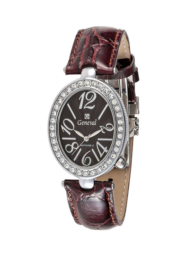 جينيفال من سويسرا ساعة يد بعقارب بسوار من الجلد طراز GLS148WOO للنساء - Image 1