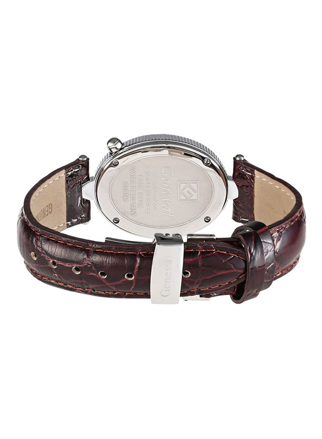 جينيفال من سويسرا ساعة يد بعقارب بسوار من الجلد طراز GLS148WOO للنساء - Image 2