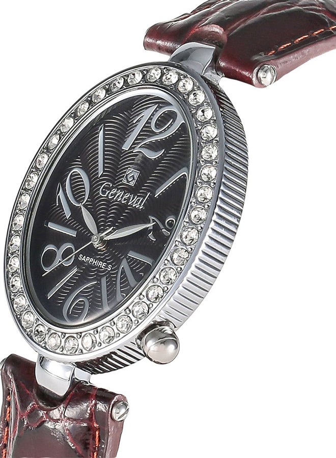 جينيفال من سويسرا ساعة يد بعقارب بسوار من الجلد طراز GLS148WOO للنساء - Image 3