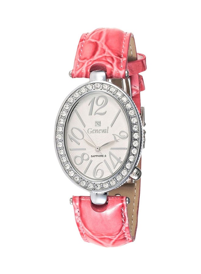 جينيفال من سويسرا ساعة يد بعقارب بسوار من الجلد طراز GLS148WWP للنساء - Image 1