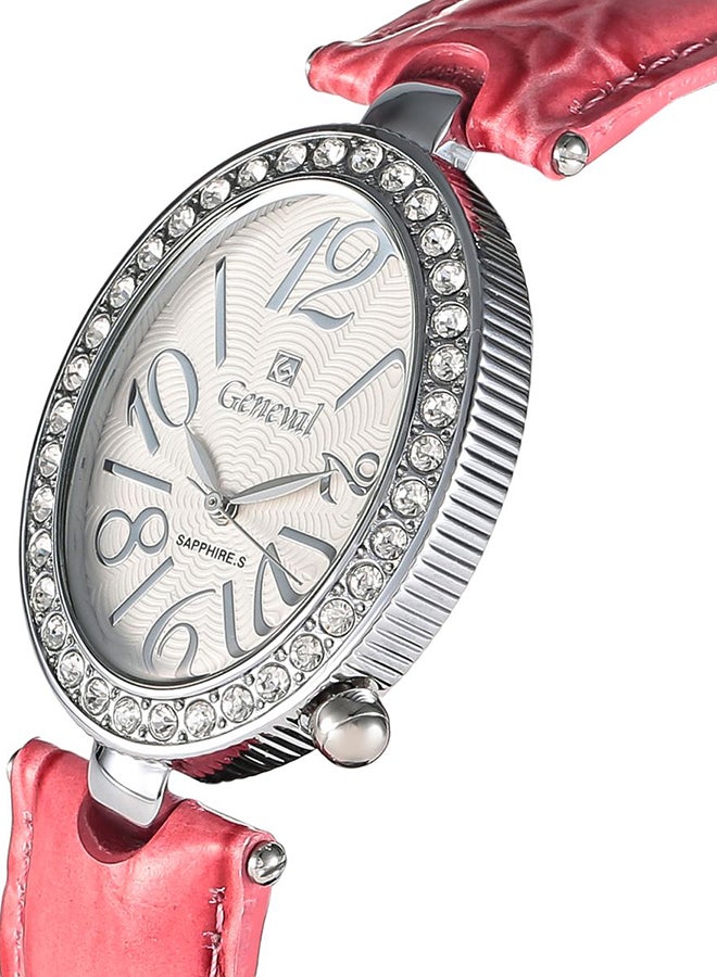 جينيفال من سويسرا ساعة يد بعقارب بسوار من الجلد طراز GLS148WWP للنساء - Image 3