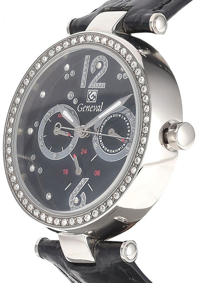 Geneval of Switzerland Women's Leather Chronograph Watch GLS212WPBB  - Image 2