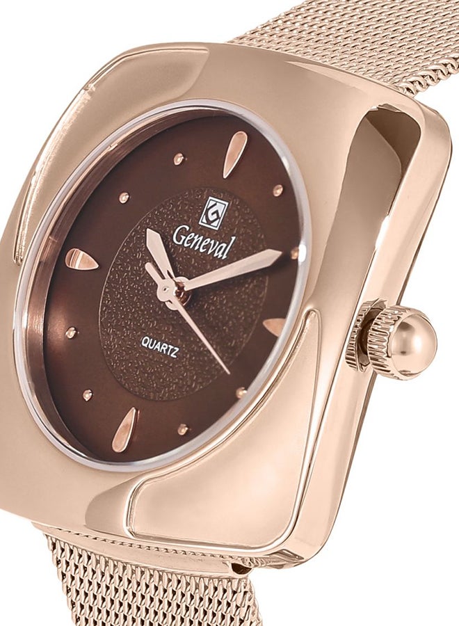 Geneval of Switzerland Women's Mesh Analog Watch GM1616RO - Image 3