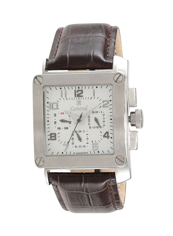 جينيفال من سويسرا ساعة يد جلدية بعقارب طراز GL133WWO للرجال - Image 1