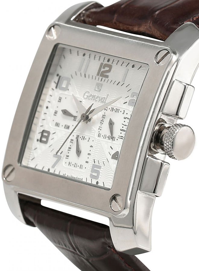 جينيفال من سويسرا ساعة يد جلدية بعقارب طراز GL133WWO للرجال - Image 3